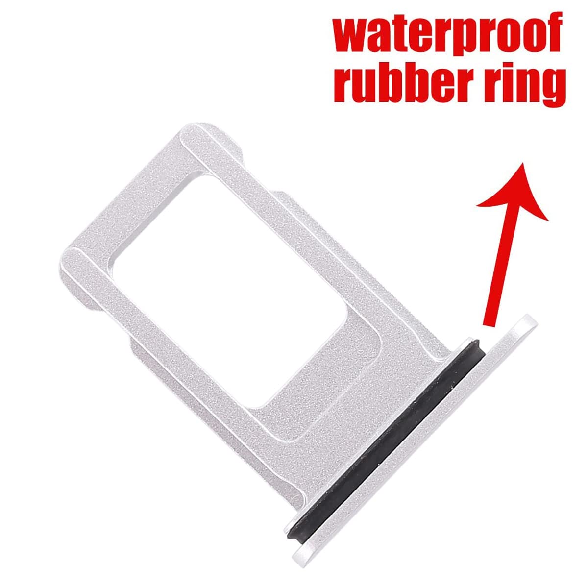 Perzework Sim Card Tray Holder Slot Replacement For Iphone Xr (White) With Waterproof Rubber Ring And Eject Pin (Single Sim Vers